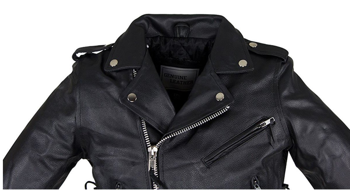 Leather Motorcycle Jacket - Kid's - Teen's - Side Laces - KD344-TEEN-DL - Image 7