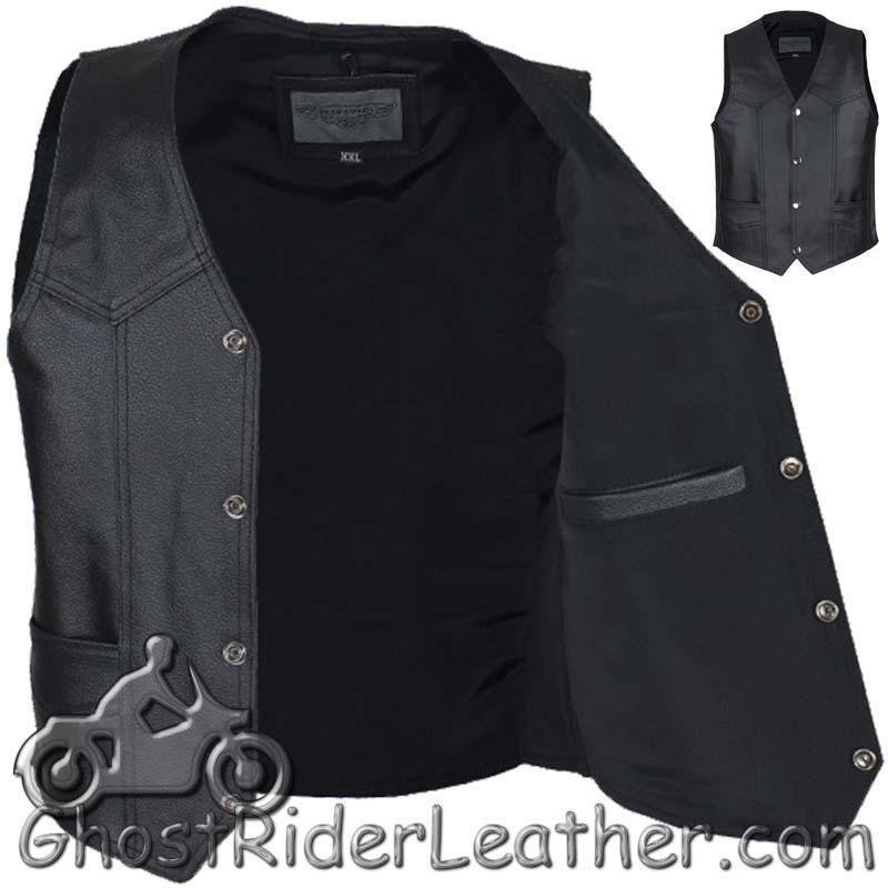 Leather Motorcycle Vest - Biker Kid's - Plain Sides - KD390-DL - Image 2