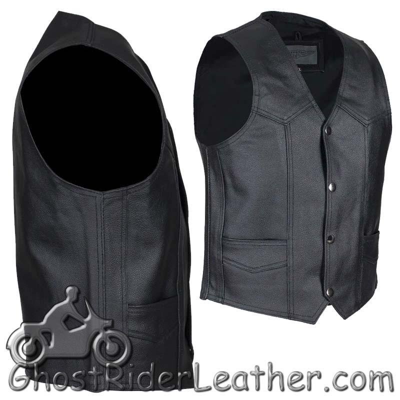 Leather Motorcycle Vest - Biker Kid's - Plain Sides - KD390-DL - Image 3