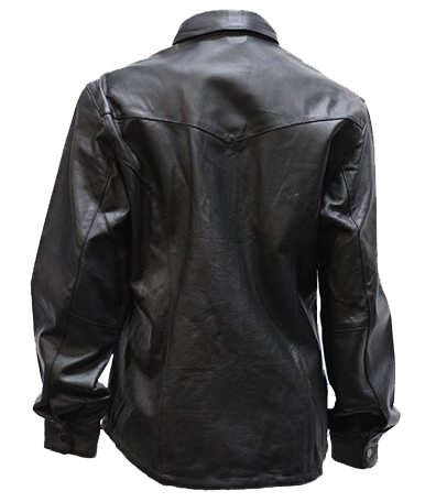 Leather Shirt - Women's - Black - Snap Closure - LJ276-BLK-09-DL - Image 2