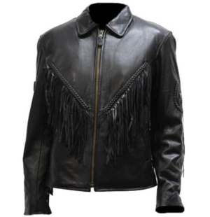 Leather Motorcycle Jacket - Women's - Braid and Fringe Design - LJ280-RC-DL