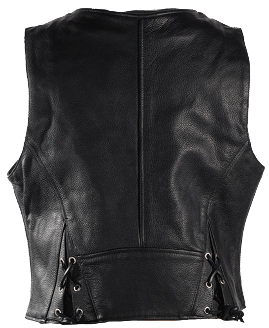 Leather Motorcycle Vest - Women's - Naked - Zippers - LV8507-11-DL - Image 2