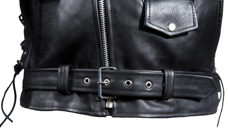 Naked Leather Motorcycle Police Style Jacket with Side Laces and Vents - Up To Size 72 - SKU MJ201-NK-DL - Image 7
