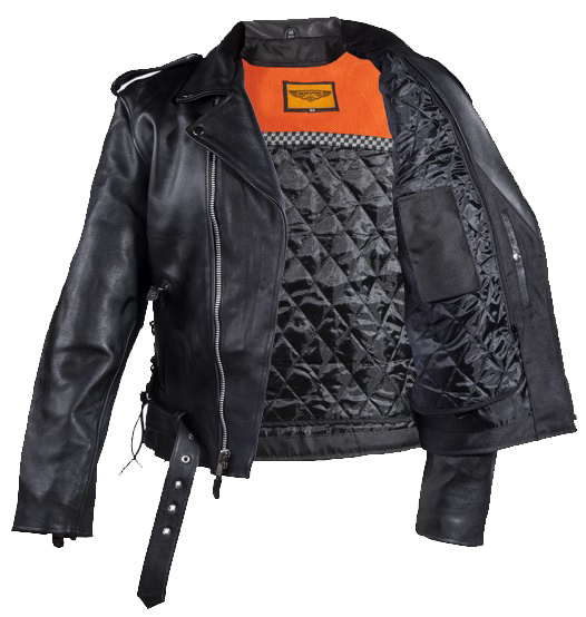 Naked Leather Motorcycle Police Style Jacket with Side Laces and Vents - Up To Size 72 - SKU MJ201-NK-DL - Image 6