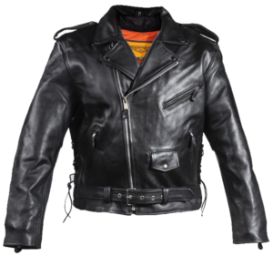 Naked Leather Motorcycle Police Style Jacket with Side Laces and Vents - Up To Size 72 - SKU MJ201-NK-DL