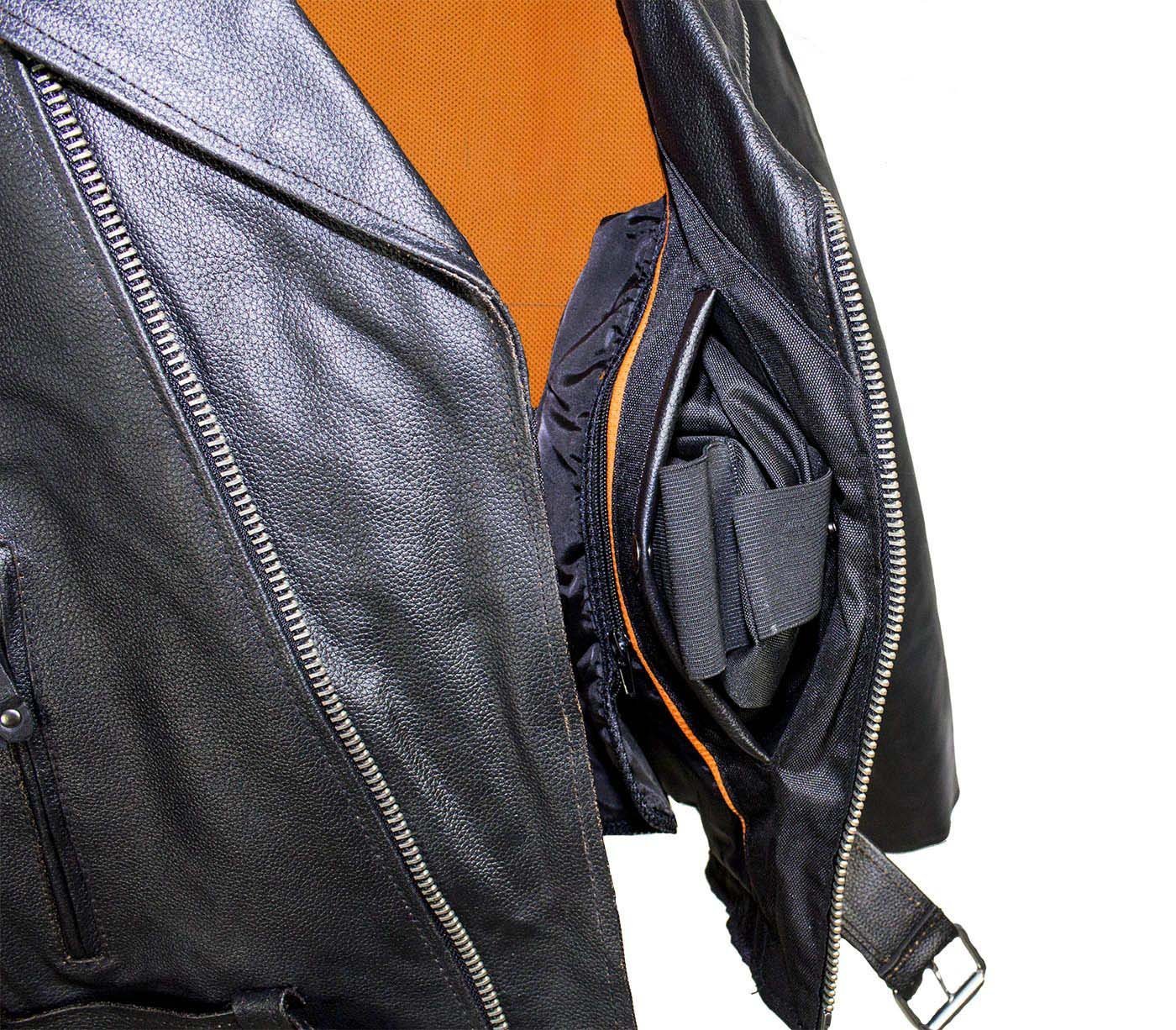 Embossed Eagle Motorcycle Jacket with Side Laces and Live To Ride - SKU MJ703-SS-DL - Image 3