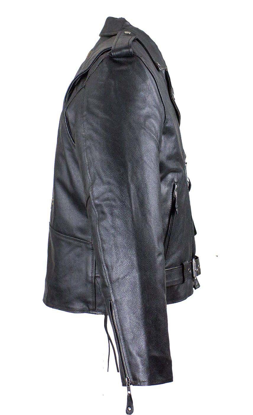 Embossed Eagle Motorcycle Jacket with Side Laces and Live To Ride - SKU MJ703-SS-DL - Image 5