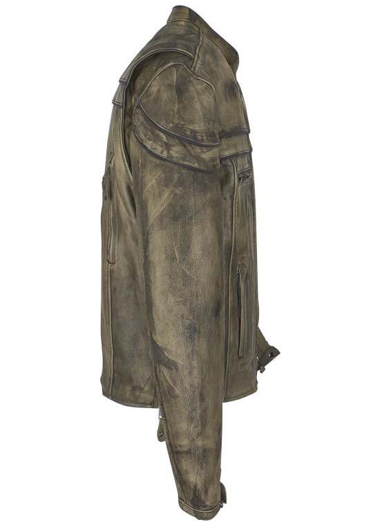 Leather Motorcycle Jacket - Men's - Concealed Carry Pockets - Distressed Brown - MJ796-12-DL - Image 5