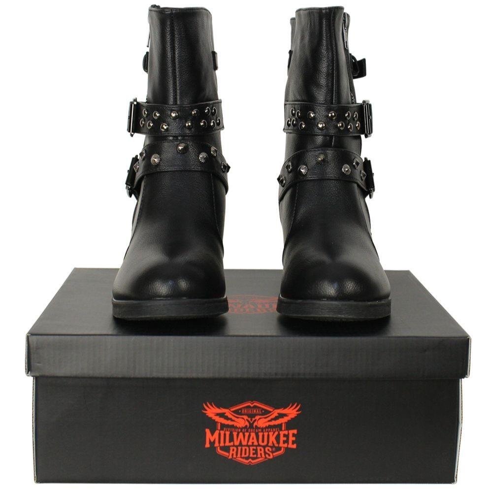 Motorcycle Boots - Women's - Studded - Zippered - Buckled - MR-BTL7001-DL - Image 4