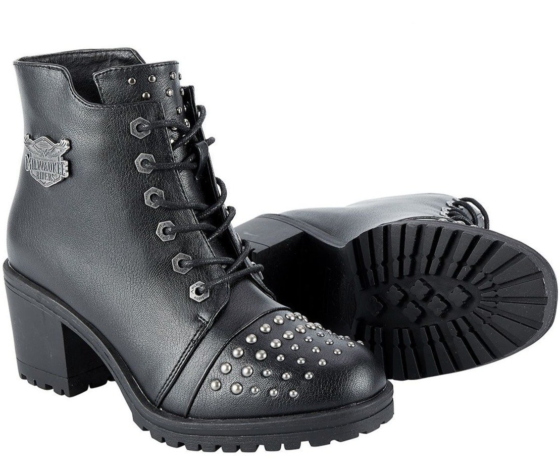 Motorcycle Boots - Women's - Chunky Heels - Biker Boots - MR-BTL7002-DL - Image 2
