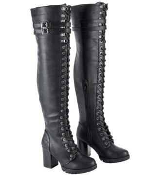 Motorcycle Boots - Women's - Knee High - Chunky Heel and Zipper - MR-BTL7003-DL