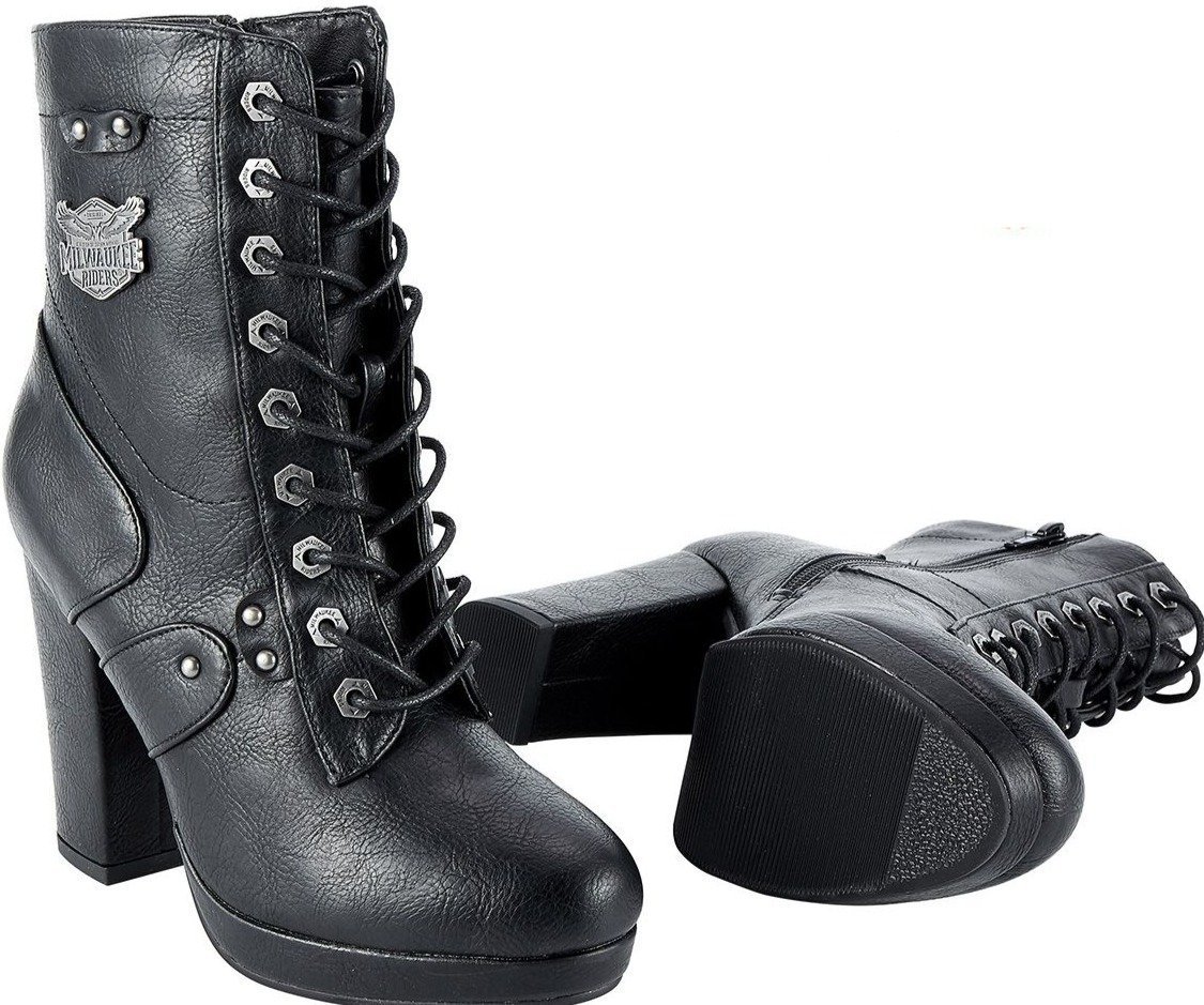 Motorcycle Boots - Women's - Chunky Heel - Inside Zipper - MR-BTL7004-DL - Image 4