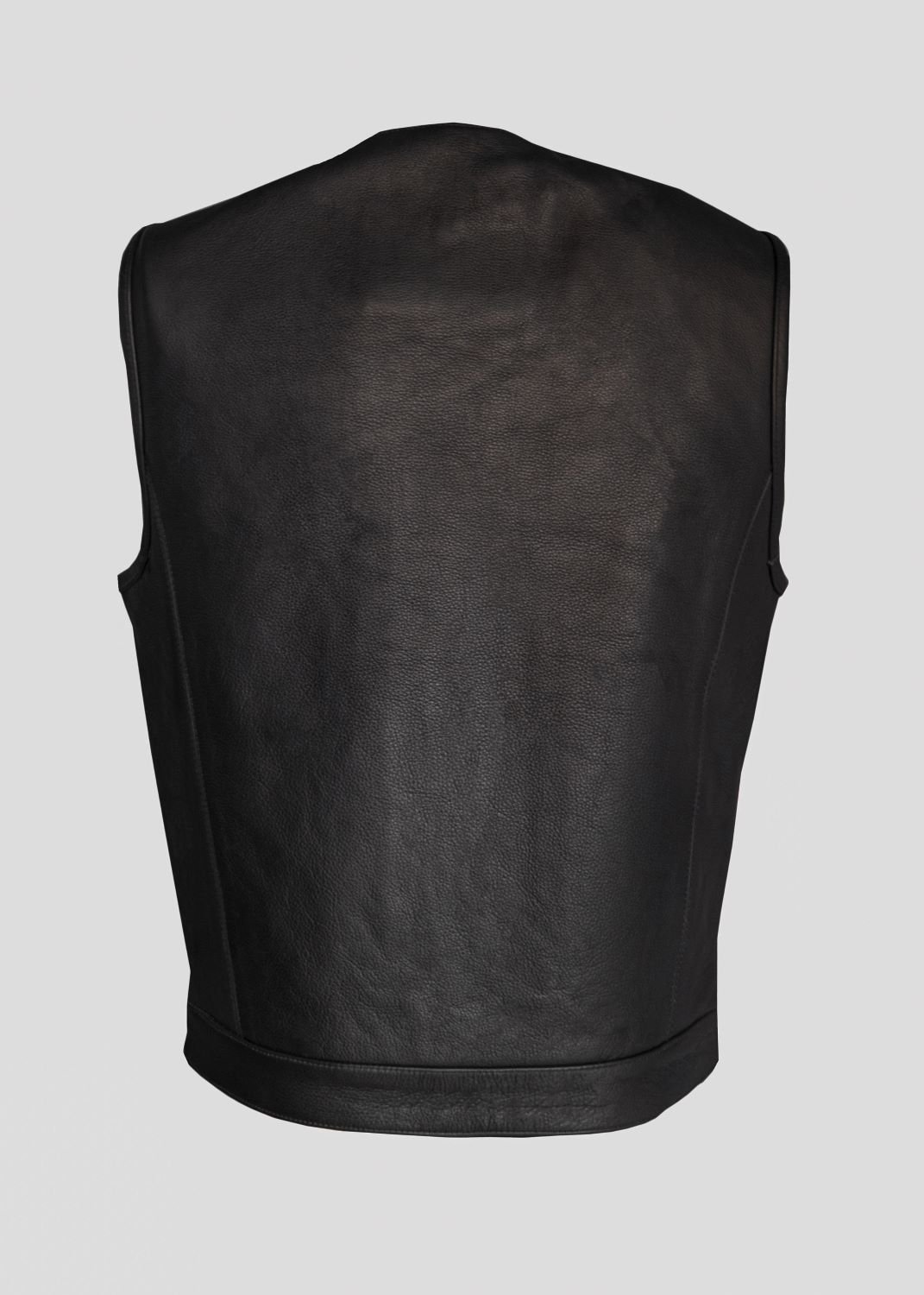 Leather Motorcycle Vest - Men's - Black - Pleated Club - MV8024-ZIP-11-DL - Image 4