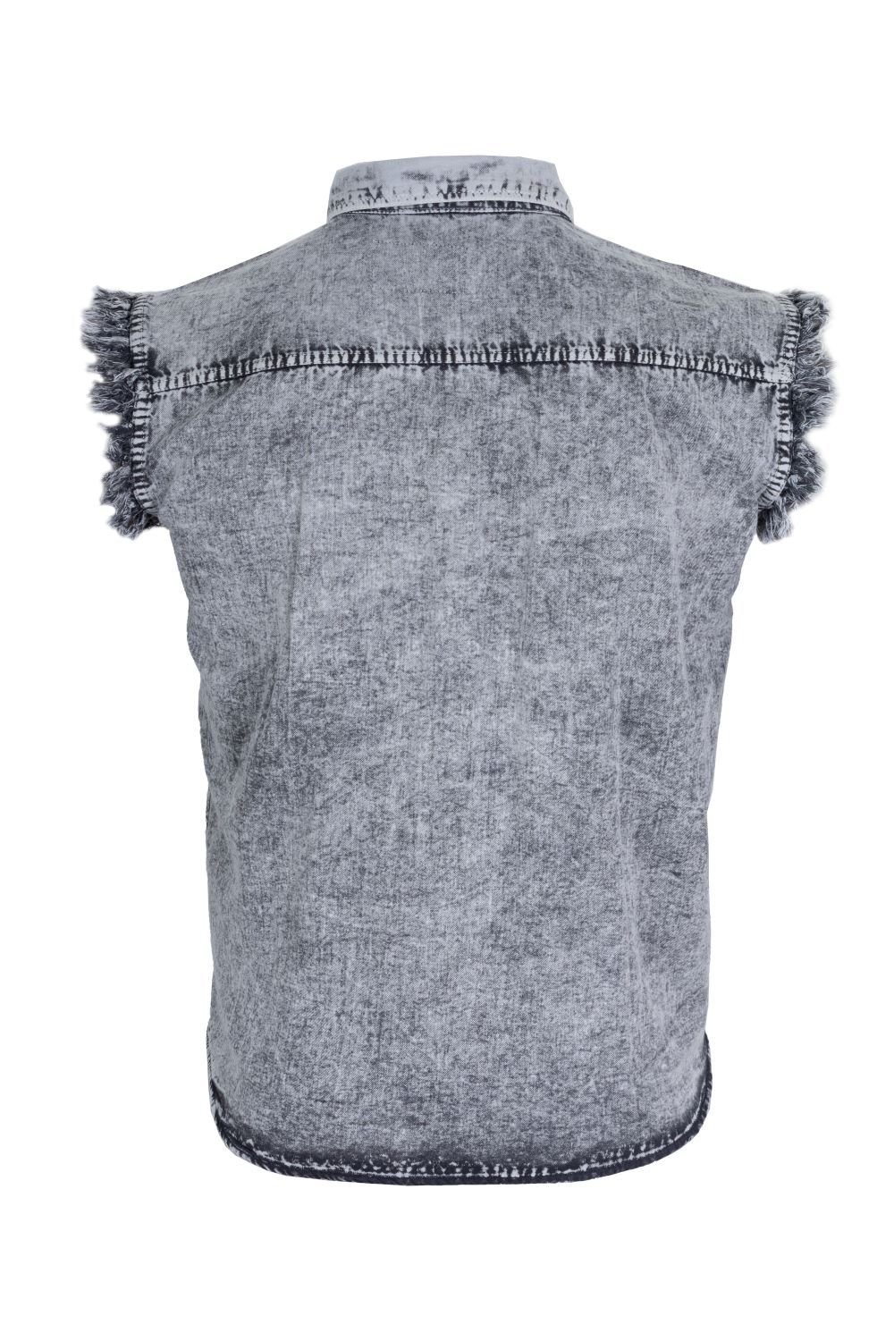 Denim Work Shirt - Men's - Black and White - Sleeveless - Up To 4XL - MSLW-BLK-WHITE-DL - Image 2