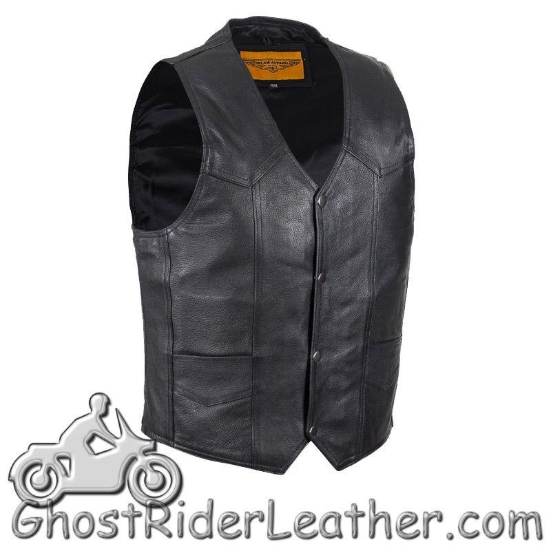 Leather Motorcycle Vest - Men's - Classic Style - MV302-88-DL - Image 4