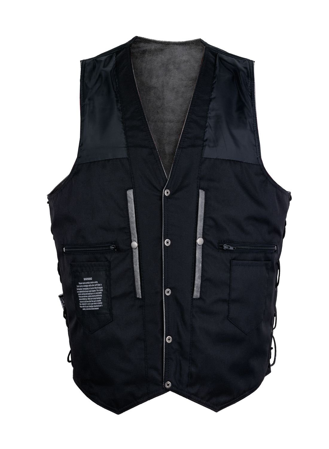 Leather Motorcycle Vest - Men's - Gray - 10 Pocket - MV310-16-DL - Image 2