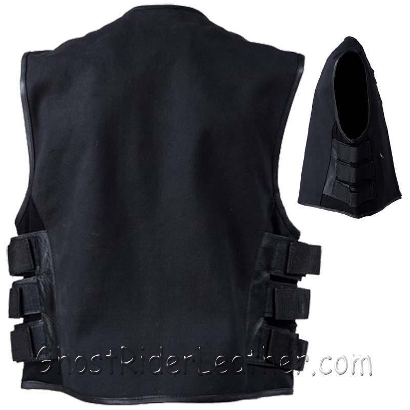 Canvas Motorcycle Vest - Men's - Up To Size 5XL - Gun Pockets - MV315-CV-DL - Image 2