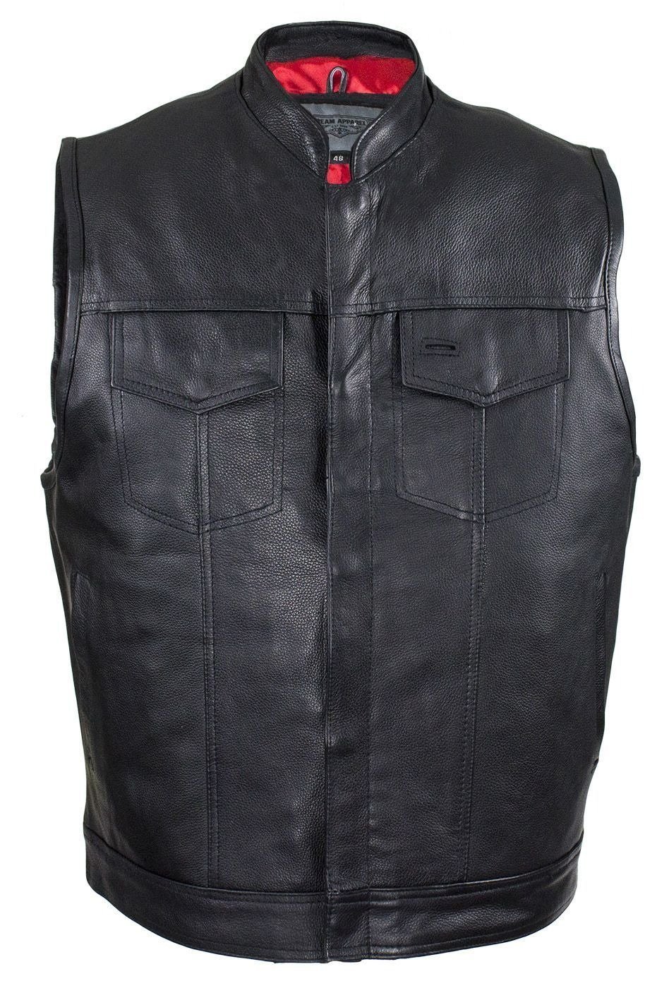 Leather Vest - Motorcycle Club - Red Lining - Premium - MV316-DL - Image 10