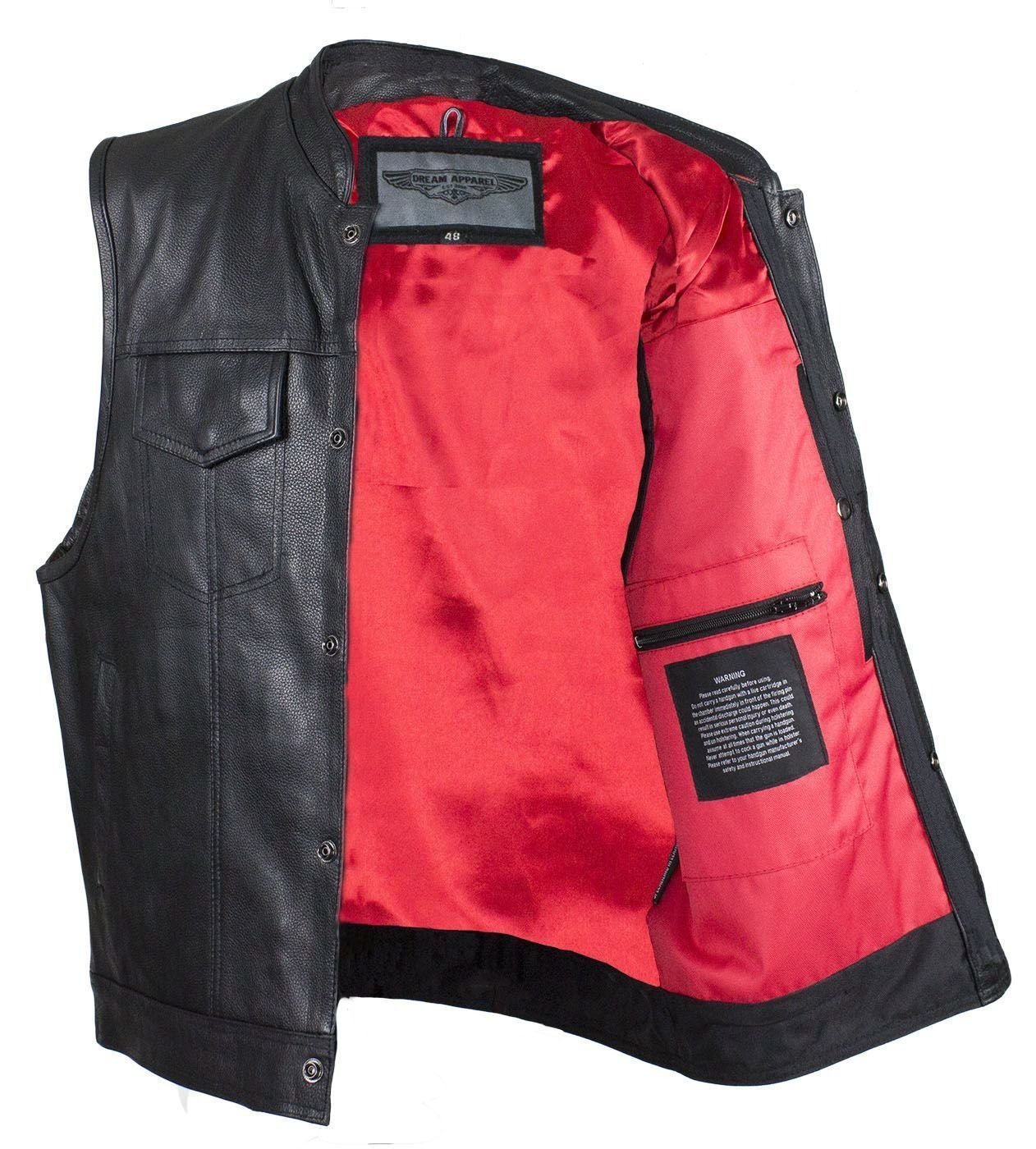 Leather Vest - Motorcycle Club - Red Lining - Premium - MV316-DL - Image 11