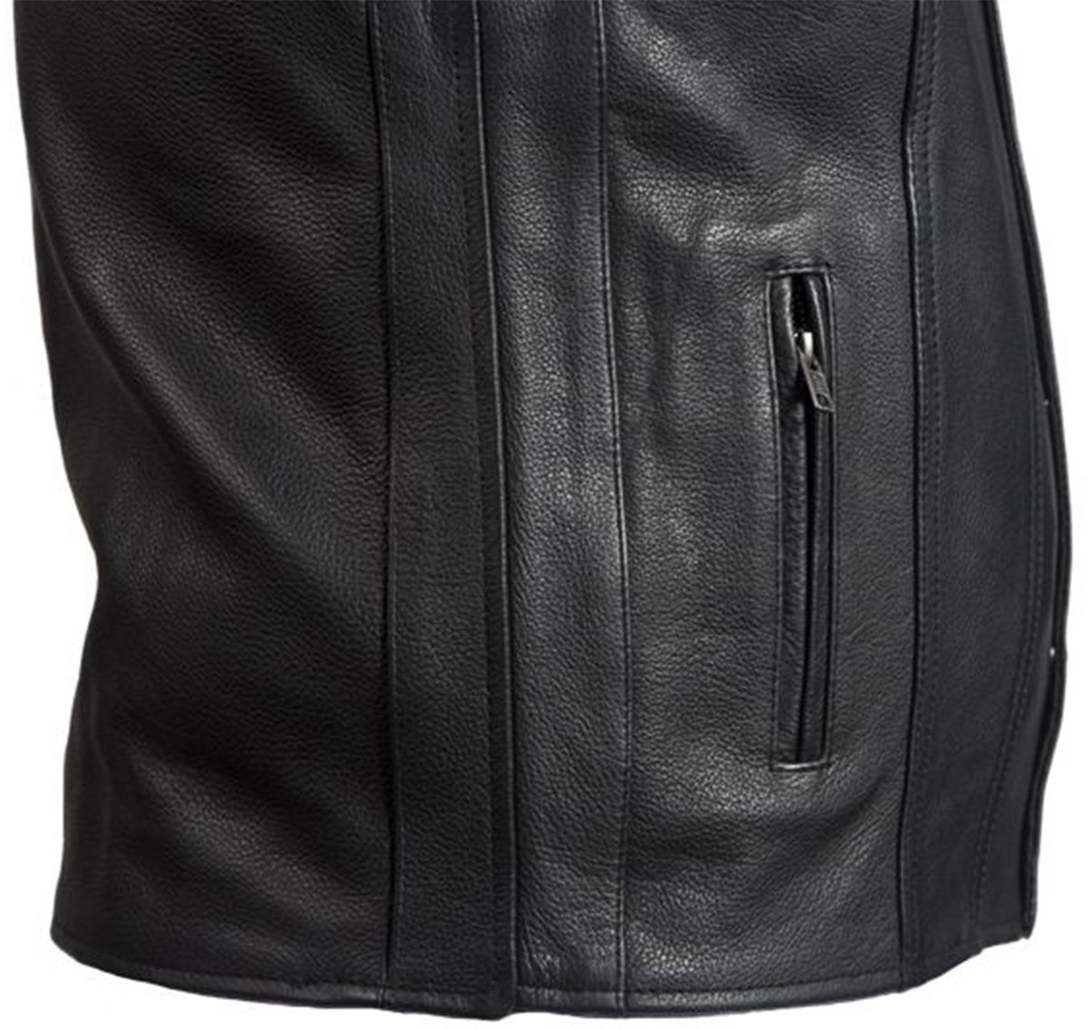 Leather Motorcycle Vest - Men's - Club Style - Gun Pockets - Up To Size 64 - MV8014-11-DL - Image 9