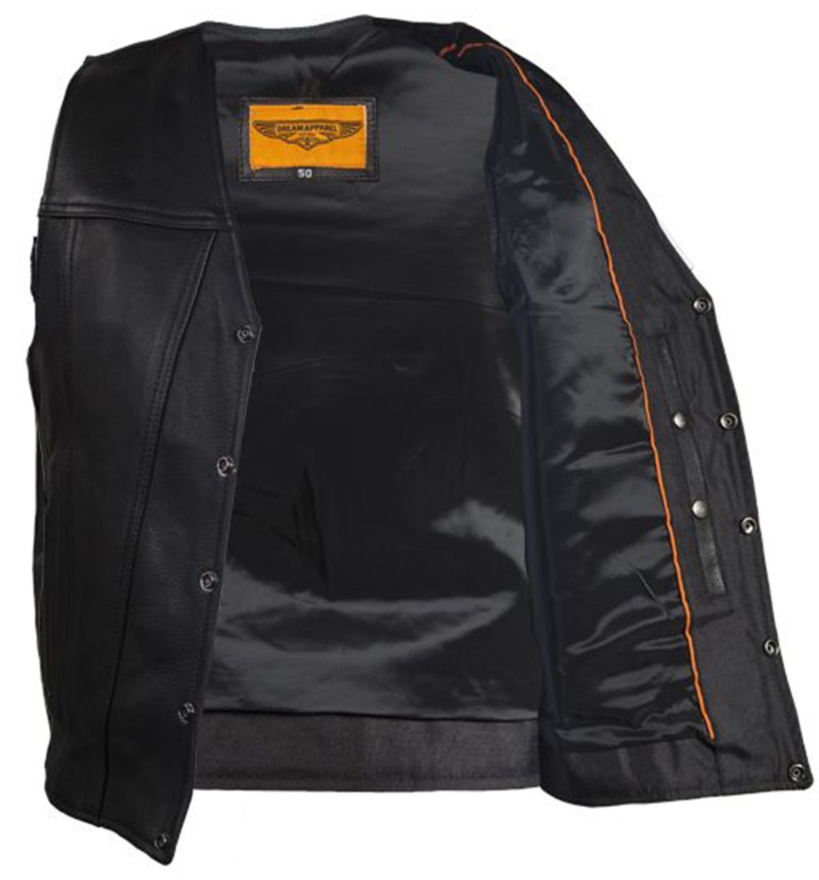Leather Motorcycle Vest - Men's - Club Style - Gun Pockets - Up To Size 64 - MV8014-11-DL - Image 8