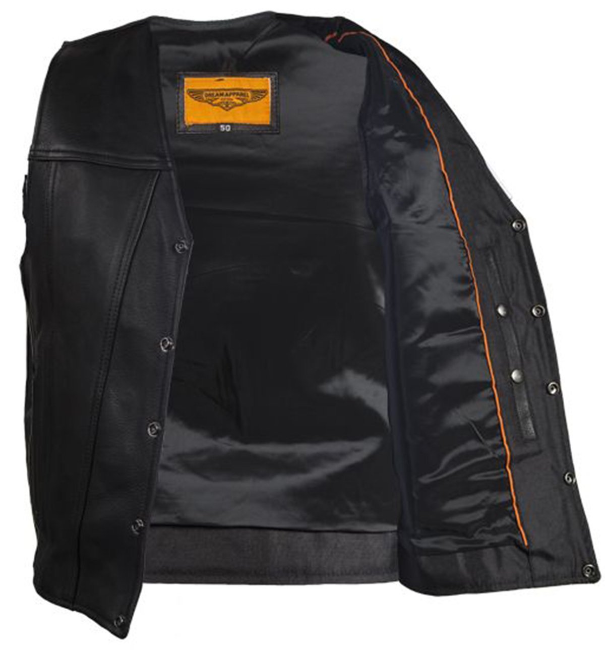 Leather Motorcycle Vest - Men's - Concealed Carry Pockets - MV8014-DL - Image 7
