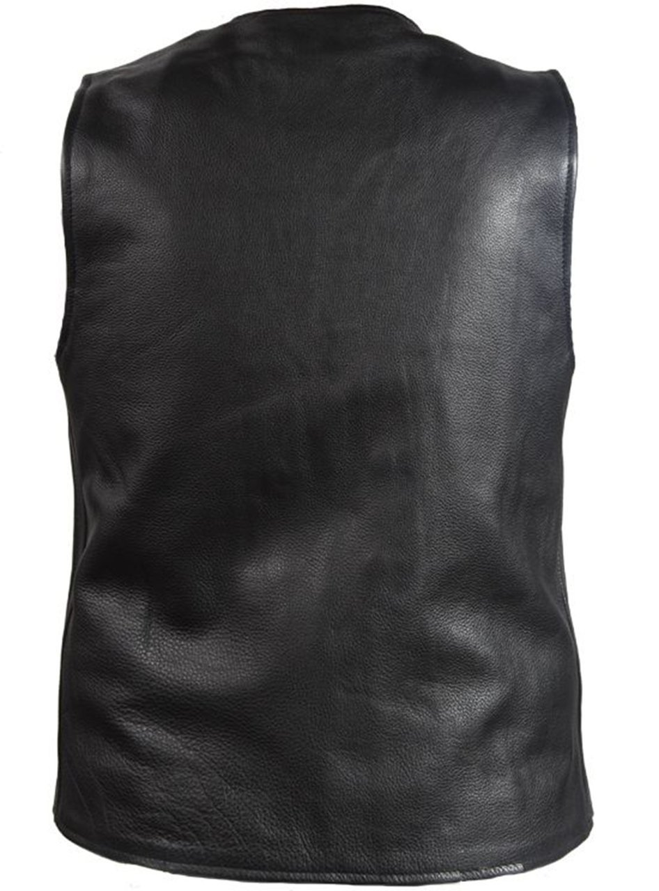 Leather Motorcycle Vest - Men's - Club Style - Gun Pockets - Up To Size 64 - MV8014-11-DL - Image 11