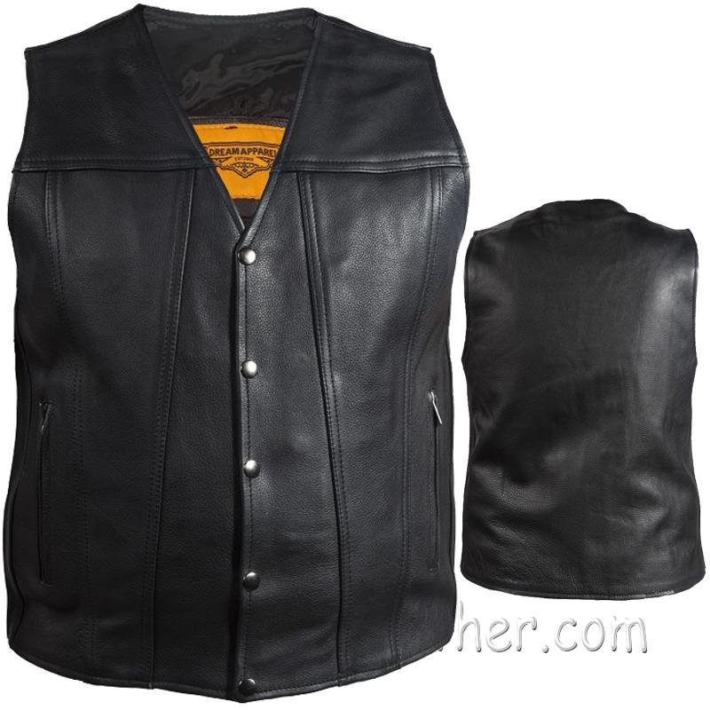 Leather Motorcycle Vest - Men's - Concealed Carry Pockets - MV8014-DL - Image 26