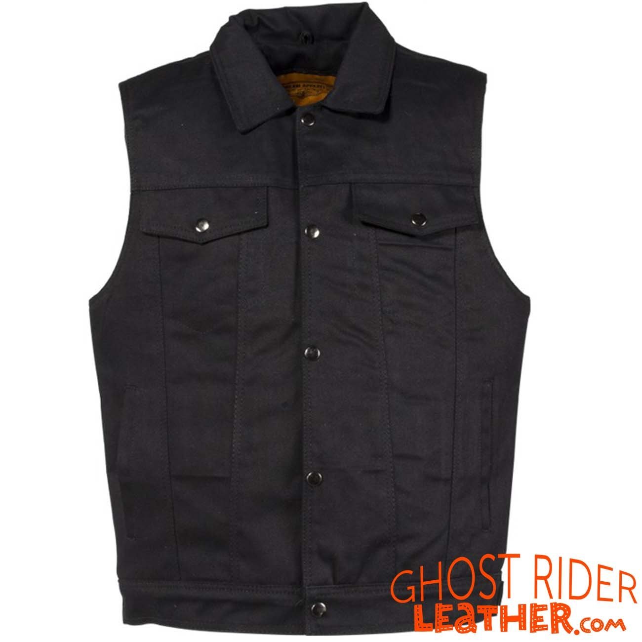 Denim Vest - Men's - Black - Snap Front - Up To 6X - Motorcycle Club - MV8020-BD-DL - Image 2