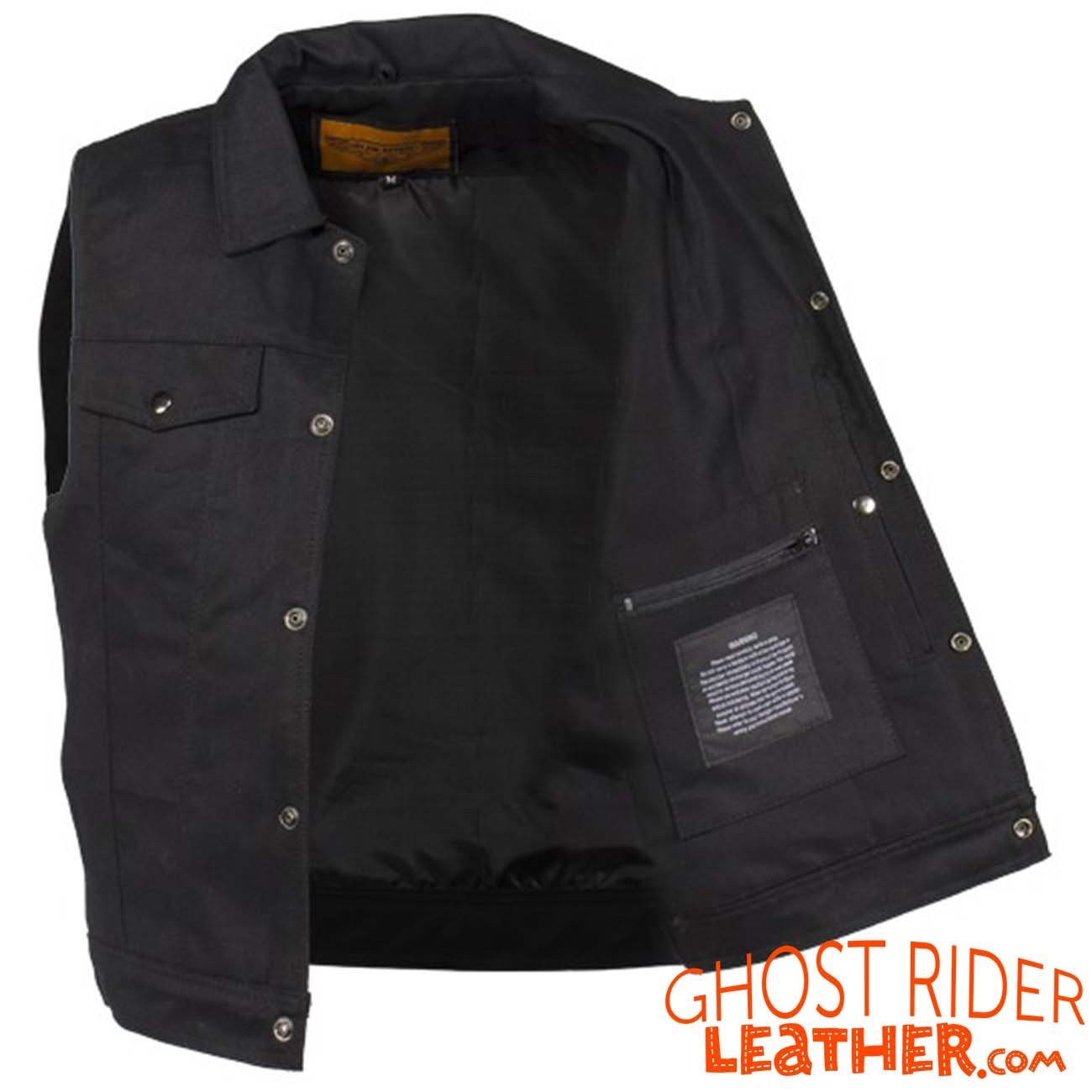 Denim Vest - Men's - Black - Snap Front - Up To 6X - Motorcycle Club - MV8020-BD-DL - Image 6