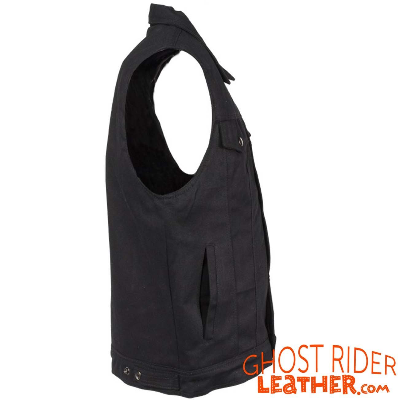 Denim Vest - Men's - Black - Snap Front - Up To 6X - Motorcycle Club - MV8020-BD-DL - Image 4