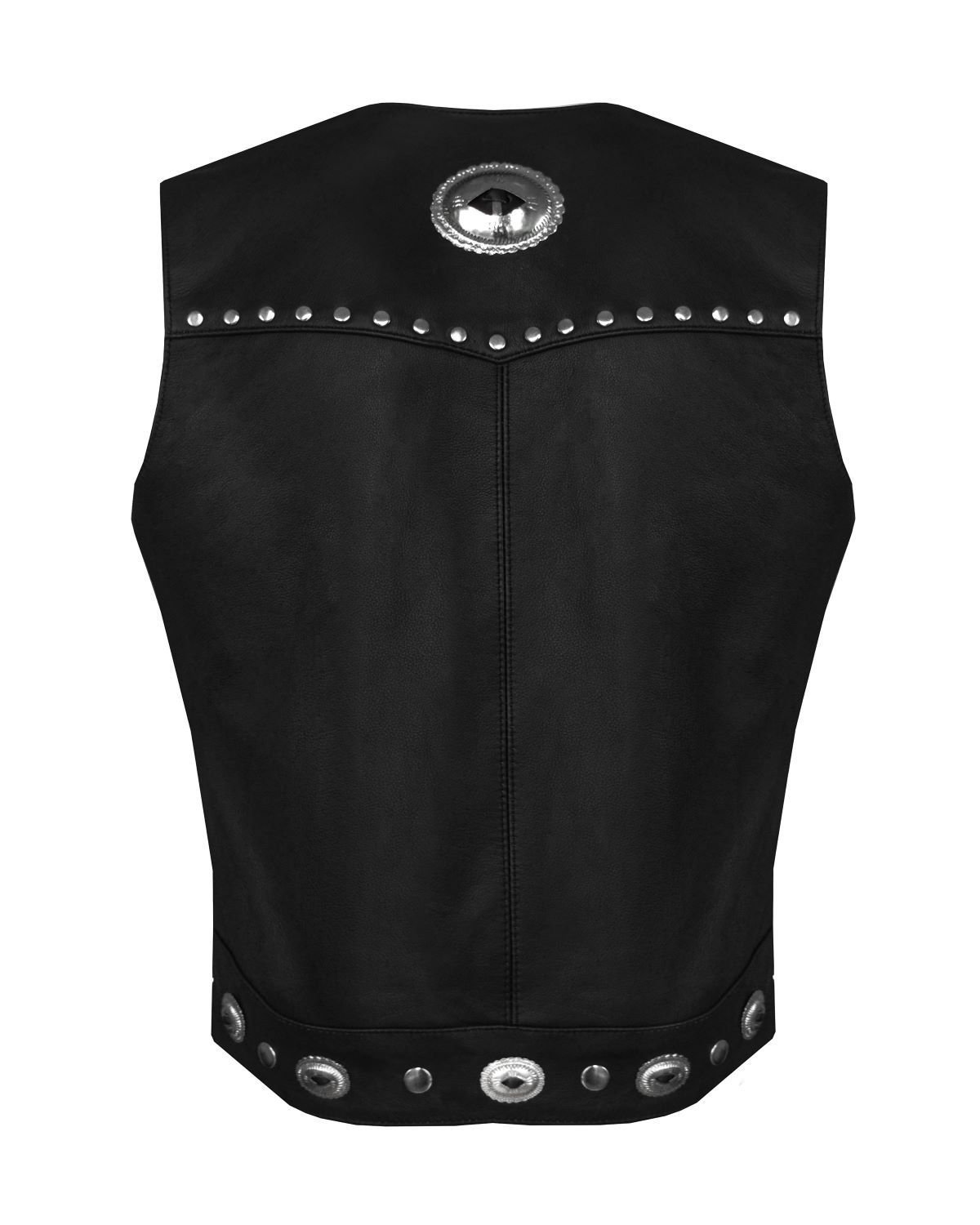 Leather Motorcycle Vest - Women's - Studs - Conchos - Zipper - N-LV8505-11-DL - Image 2