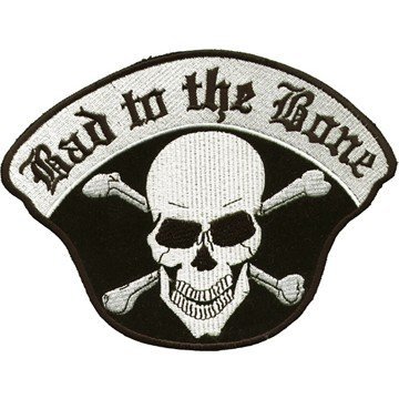 Vest Patch - Bad To The Bone Skull Crossbones - PAT-C221-DL