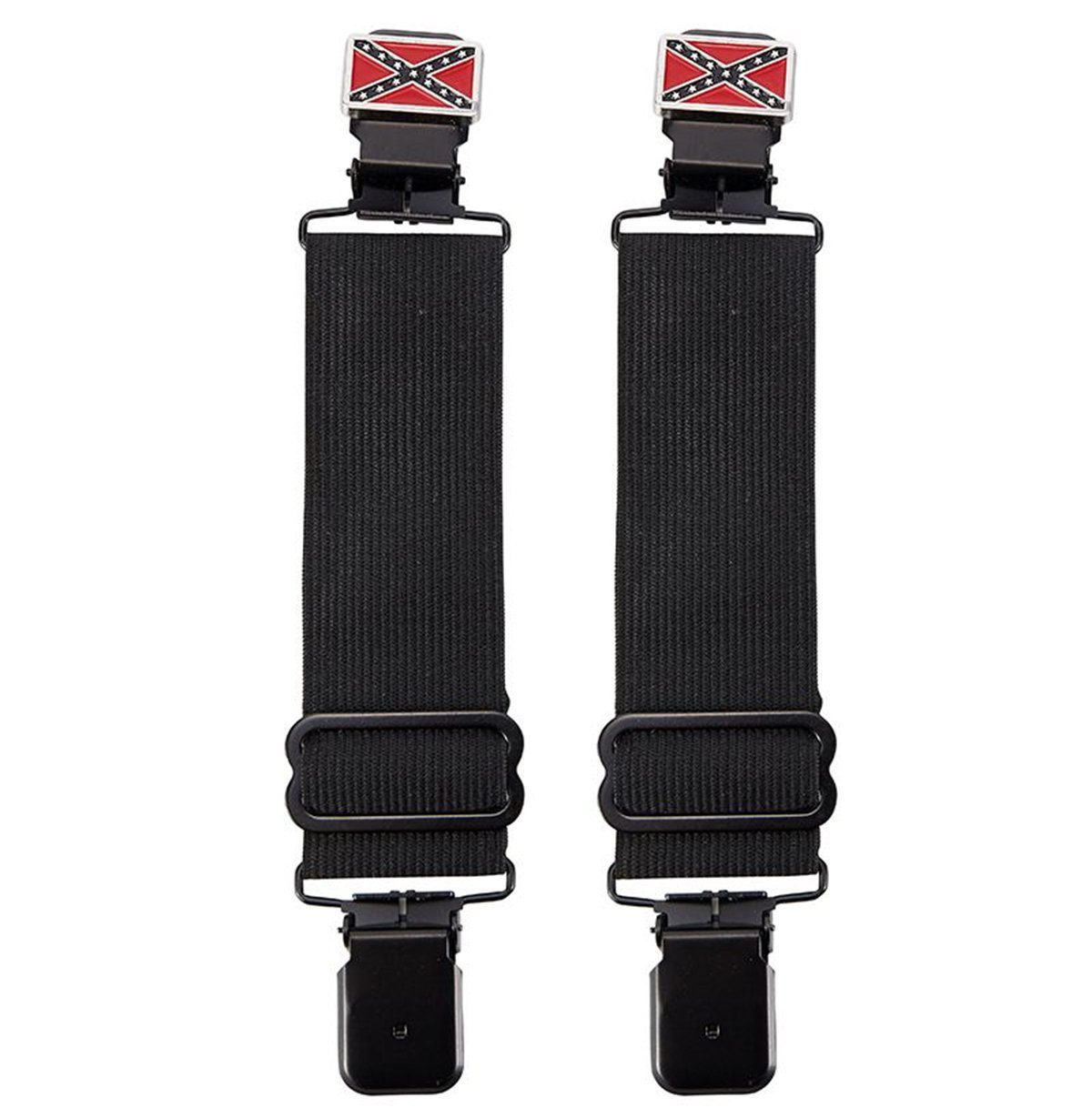 Pair of Biker Boot Clips - Rebel Flag - Confederate Flag - PK63-DL