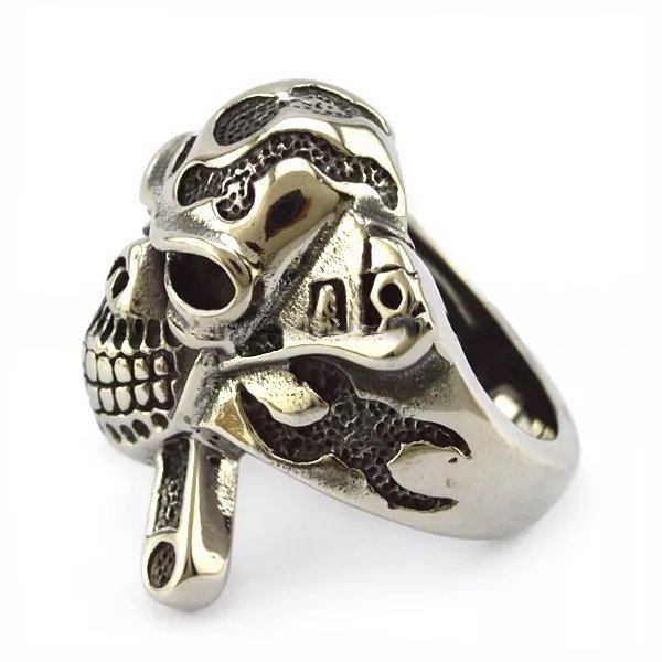 Skull Biker Ring - Stainless Steel - Biker Jewelry - Biker Ring - R3001-DS - Image 2