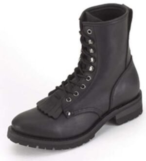 Leather Motorcycle Boots - Men's - Average Width - Lace Up Front - Tassles - S14-REG-DL