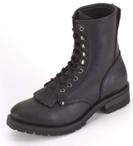 Motorcycle Boots - Men's - Lace Up Front With Tassles - Wide Width - S14-EEE-DL