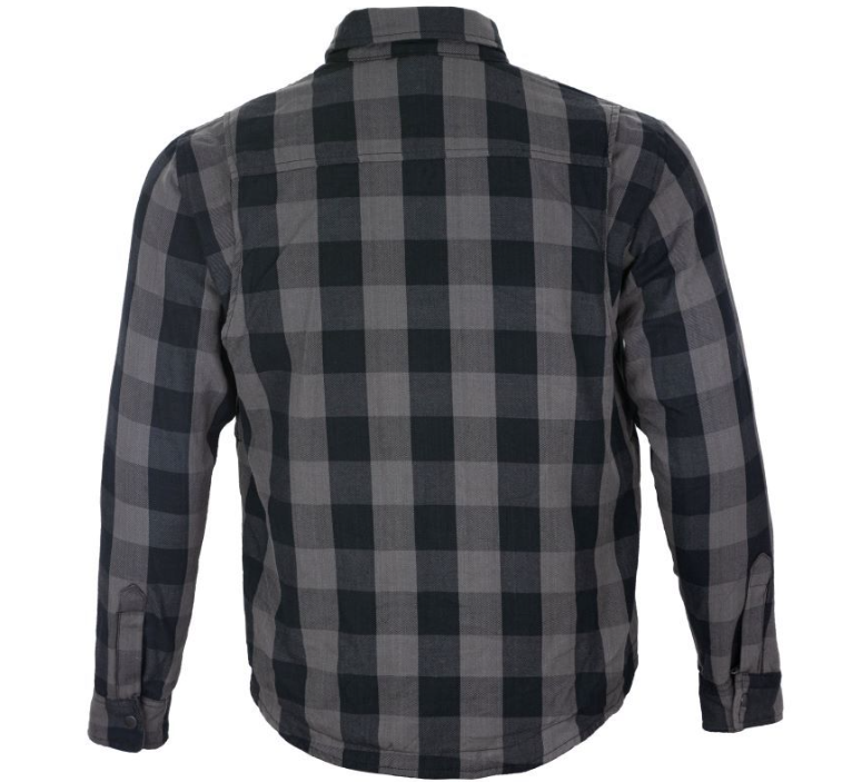 Flannel Motorcycle Shirt - Men's - Armor - Up To Size 5XL - Gray Black Plaid - SHR12-CC-DL - Image 8
