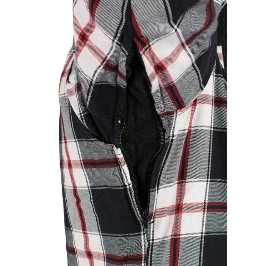 Flannel Motorcycle Shirt - Men's - Armor - Up To Size 5XL - Red White Black Plaid - SHR14-CC-DL - Image 7