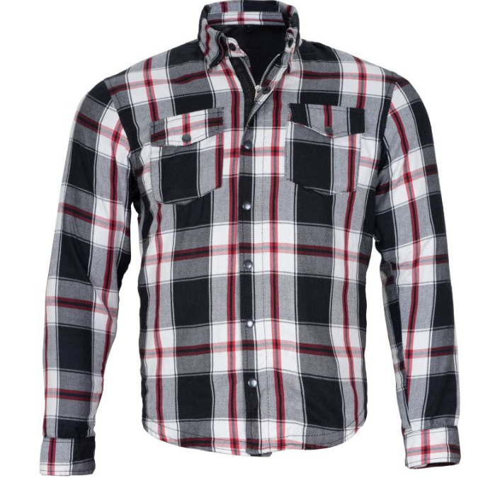 Flannel Motorcycle Shirt - Men's - Armor - Up To Size 5XL - Red White Black Plaid - SHR14-CC-DL - Image 9