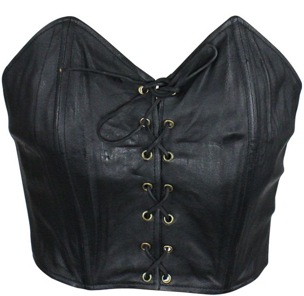 Leather Top - Women's - Black - Laces Front Closure - SK966-DL - Image 2