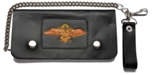 Black Leather Chain Wallet with Wings Design - Bifold - WALLET11-DL
