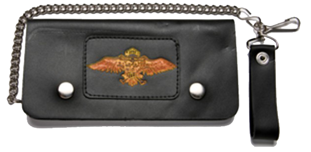 Black Leather Chain Wallet with Wings Design - Bifold - WALLET11-DL