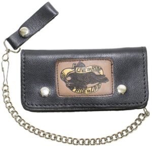 Live To Ride - Leather Motorcycle Chain Wallet - WALLET2-DL