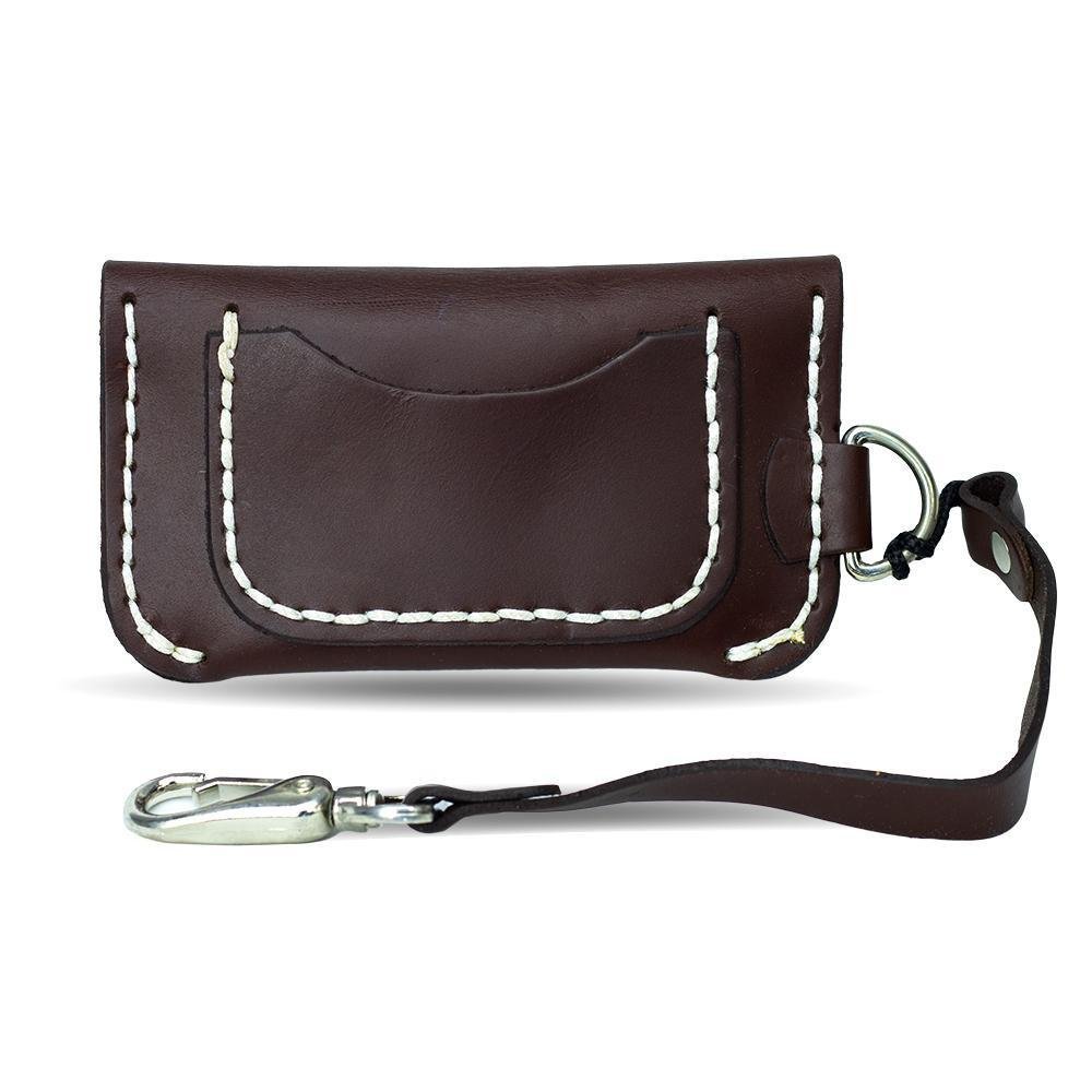 Half Trucker Leather Wallet - Brown - White Stitching - FIWALLET2 - Image 4