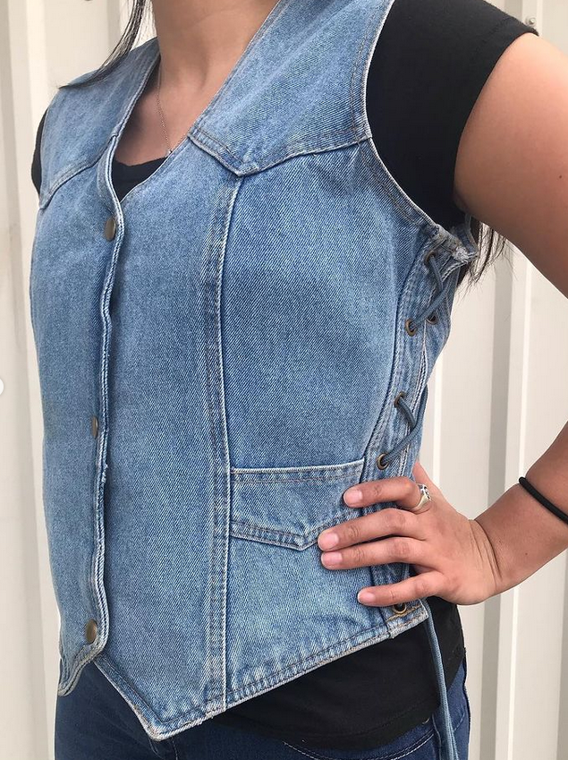 Denim Vest - Women's - Blue - Side Laces - Gun Pockets - AL2980-AL - Image 5