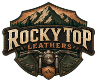 Logo for Rocky Top Leathers, Biker Leather Apparel Store.