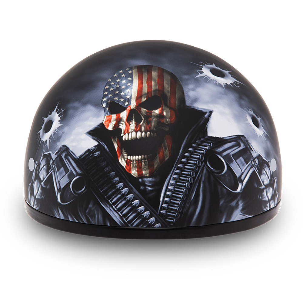 DOT Motorcycle Helmet - Skull - Come Get 'Em - Shorty - D6-CG-DH