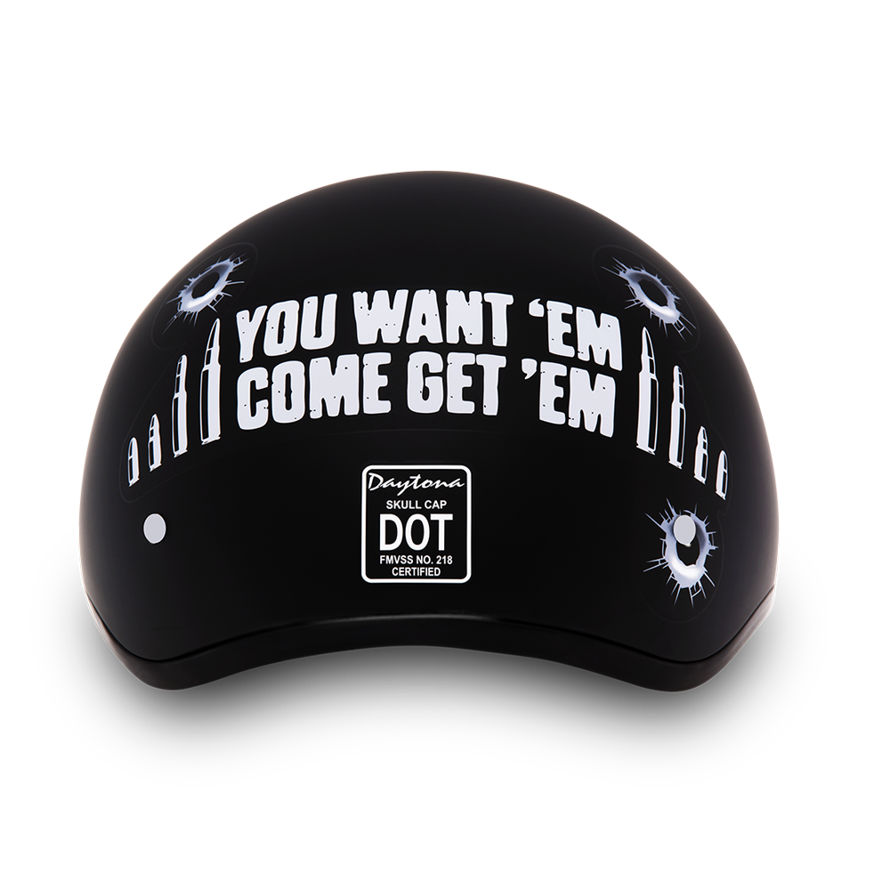 DOT Motorcycle Helmet - Skull - Come Get 'Em - Shorty - D6-CG-DH - Image 2