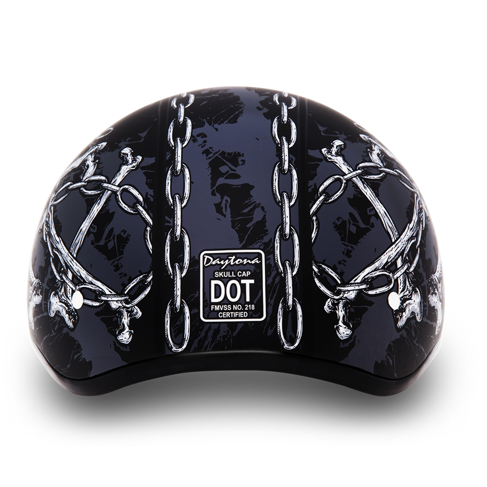 DOT Motorcycle Helmet - Skull - Chains - Shorty - D6-SC-DH - Image 2